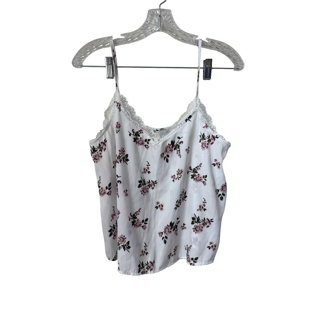 Hollister Y2K Floral Tank Top Lace Trim Size Medium